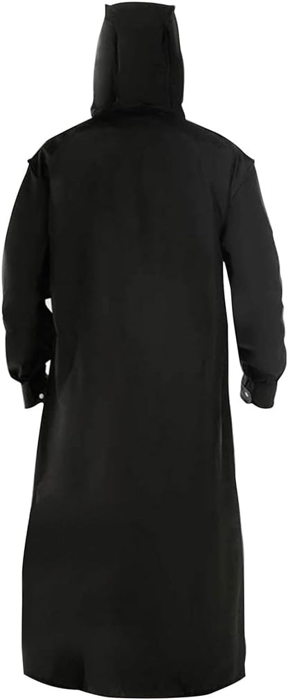 Men's Reusable EVA Long Raincoat, Windproof Waterproof Trench Coat for Hiking Fishing Dog Walking Outdoor Activities