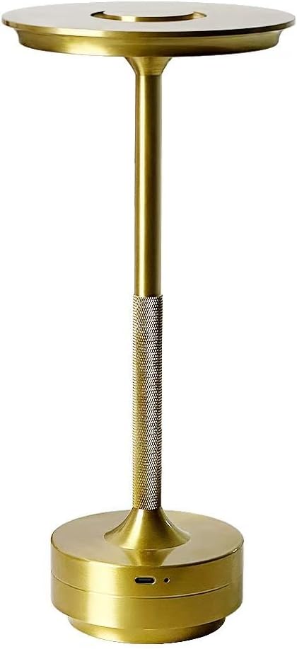 Portable Color-Changing Bedside Lamp - Metal Base, Simple Design, Travel Home Night Light, dimming Ambient Light, Indoor Bedroom Decorative Light(Gold)