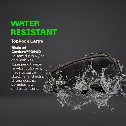 Toprock Frame Bag - Water Resistant, Durable Cordura Fabric & Bicycle Daily Essentials Holder - Top Tube, Frame Storage, Bikepacking for Road, Gravel Cycling - Black (1 L)