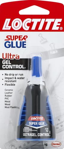 Loctite Super Glue Ultra Gel Control, Clear, 0.14 fl oz Bottle, 1 Pack - Superglue for Plastic, Wood, Metal, Crafts & Repair, Cyanoacrylate Adhesive Instant Glue, Quick Dry