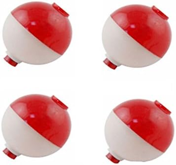 50Pcs Fishing Bobbers Floats,1 inch Hard ABS Bobber for Fishing Snap-on Round Fishing Floats Red and White Fishing Bobbers Bobs Fishing Party Decorations