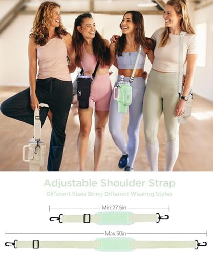 dabria Water Bottle Carrier Bag with Phone Pocket for Stanley 40/30 oz Tumbler Neoprene Water Bottle Holder Pouch with Adjustable Strap Bollus with Straw Cover & Carabiner for Stanley Cup Accessories