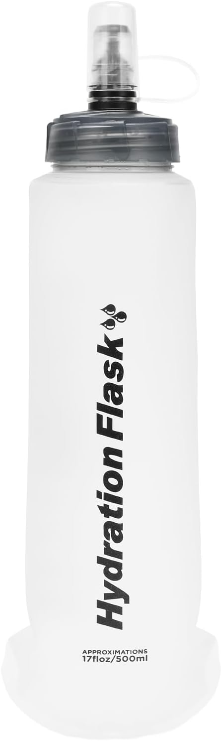 TRIWONDER TPU Collapsible Flask BPA-Free Soft Folding Water Bottles for Hydration Pack - Ideal for Running Hiking Cycling Climbing (500ml/16.9oz - White)