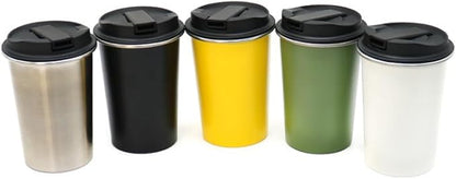 Portable Stainless Steel Coffee Cup with Ceramic Bowl & High-Temperature Silicone, Stainless Steel Water Mug Fashion Design For Concealed Gatherings (Yellow)