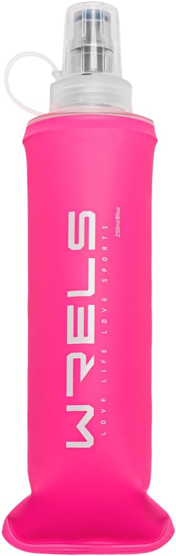 Soft Running Water Flask Soft Flasks Collapsible Soft Water Bottles Small BPA-Free for Sports Hiking Hydration Pack 5oz/8oz/17oz(PINK,8oz)