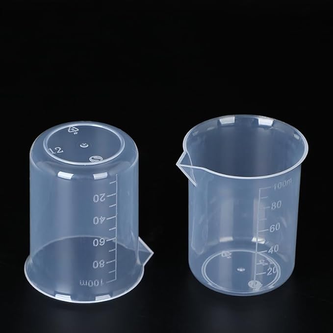 6pcs 3.4oz/100ml Plastic Measuring Cups Plastic Graduated Cup Transparent Scale Resin Clear Graduated Epoxy Mixing Jugs for Kitchen Cooking Medicine Measure Tool