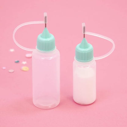 Craftelier - Kit of 2 Precision Tip Bottles with Metal Applicator and Shut-off Nozzle | Needle Dropper Bottles for Applying Adhesives or Paints - 2 Sizes (8 and 9 cm)