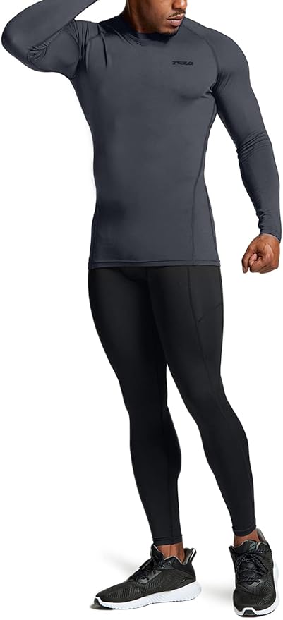 TSLA Men's Thermal Long Sleeve Compression Shirts, Athletic Base Layer Top, Winter Gear Running T-Shirt