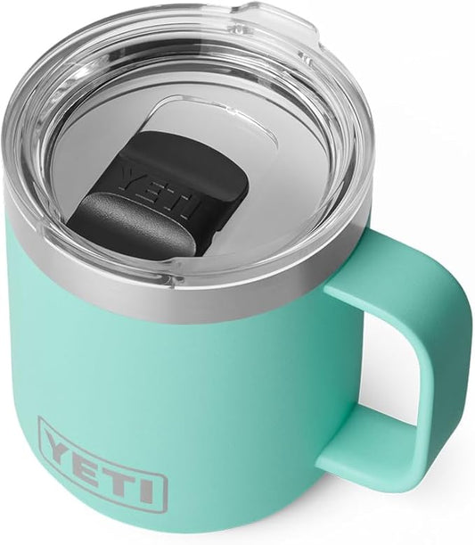 YETI Rambler 10 oz Ceramic Lined Stackable Mug, Vacuum Insulated, Stainless Steel with MagSlider Lid, Seafoam