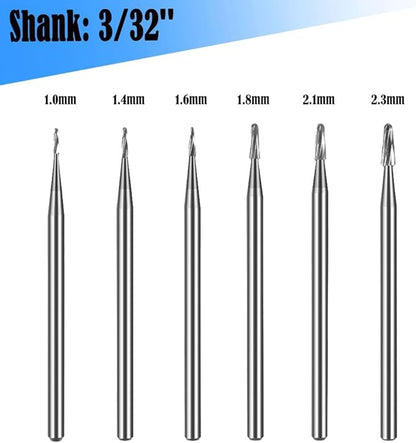 Luo ke 6 Pcs Jewelry Burr, 3/32'' Shank Ball Nosed Cone Shape Burs Jewelry Making Tools for Rotary Tools