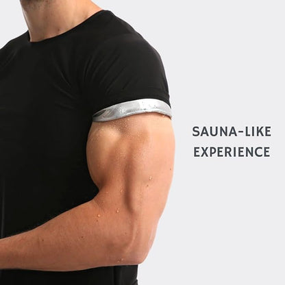 Nano Hertz Sauna Sweat Suit Weight Loss Shapewear Top Shirt Waist Vest Trainer Workout Exercise Fitness Gym Short Sleeves Men