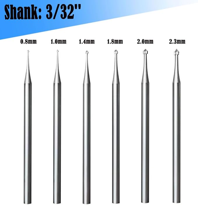 𝐋𝐮𝐨 𝐤𝐞 6 Pcs Cylinder - Cone Shape Jewelry Making Burr - 3/32'' Shank Stone Setting Burs Jewelry Engraving Bits for Lapidary 008-023