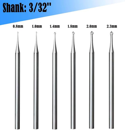 𝐋𝐮𝐨 𝐤𝐞 6 Pcs Cylinder - Cone Shape Jewelry Making Burr - 3/32'' Shank Stone Setting Burs Jewelry Engraving Bits for Lapidary 008-023