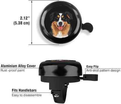 WIRESTER Black Aluminum Round Bike Bell, Classic Ring Bicycle Bell, Bike Accessories Bell Ring for Adults Kids Girls Boys - Dog Cat Animal Cute Records