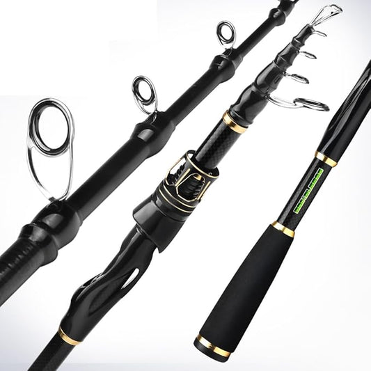 Fishing Rod and Reel Combo - Carbon Fiber Telescopic Fishing Pole with 2000 Spinning Reel Combos - Sea Saltwater Freshwater Ice Bass Fishing Tackle Set Fishing Rods Kit Fishing Poles and Reels Combo