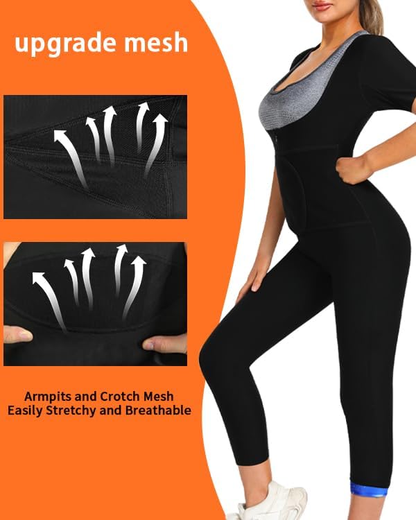 Women Sauna Suit Sweat Shirt Slimming Vest Hot Top Jumpsuit Shapewear