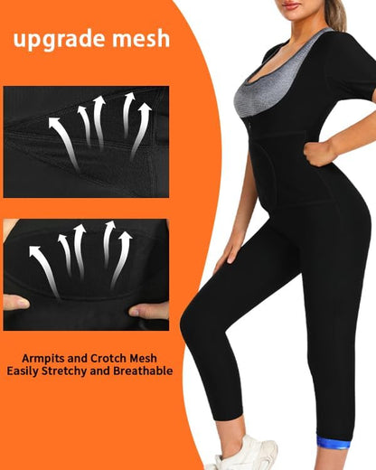Women Sauna Suit Sweat Shirt Slimming Vest Hot Top Jumpsuit Shapewear