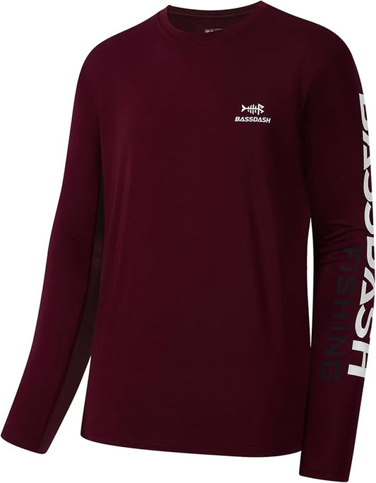 BASSDASH Fishing T Shirts for Men UV Sun Protection UPF 50+ Long Sleeve Tee T-Shirt