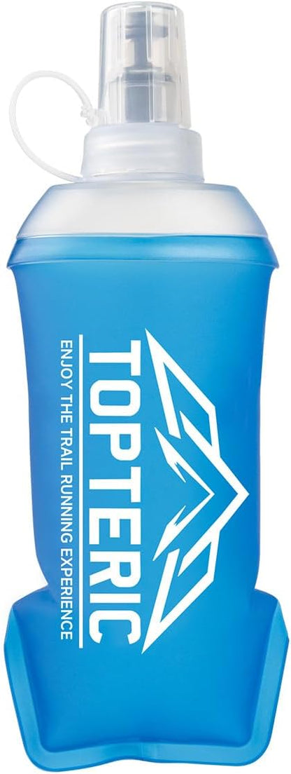 Collapsible Soft Flask Water Bottle, TPU Soft Folding Flexible Water Bottles for Hydration Pack/Running Vest, BPA/PVC Free, Ideal for Running Hiking Cycling Climbing (250ml)