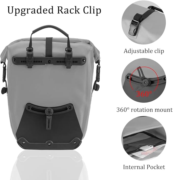 ROCKBROS Bike Panniers Waterproof Bike Rear Rack Bag Max 30L Large Capacity Bike Rear Panniers for Cycling Traveling Commuting