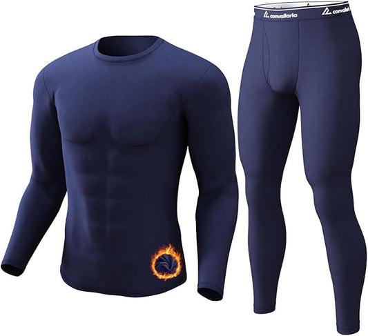 CL convallaria Long Johns Thermal Underwear for Men Soft Fleece Lined Base Layer Cold Weather Top Bottom Gift Set