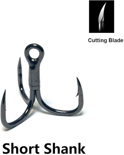 Fishing Hooks Treble Hooks for Hook Upgrade Cutting Blade 4X Strong Short Shank Black Nickle