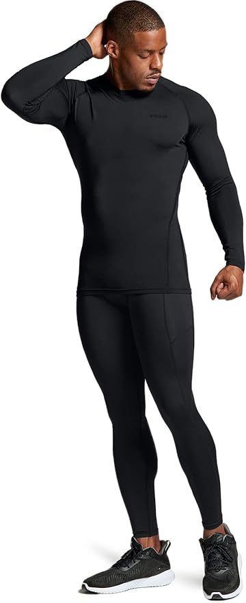 TSLA Men's Thermal Long Sleeve Compression Shirts, Athletic Base Layer Top, Winter Gear Running T-Shirt