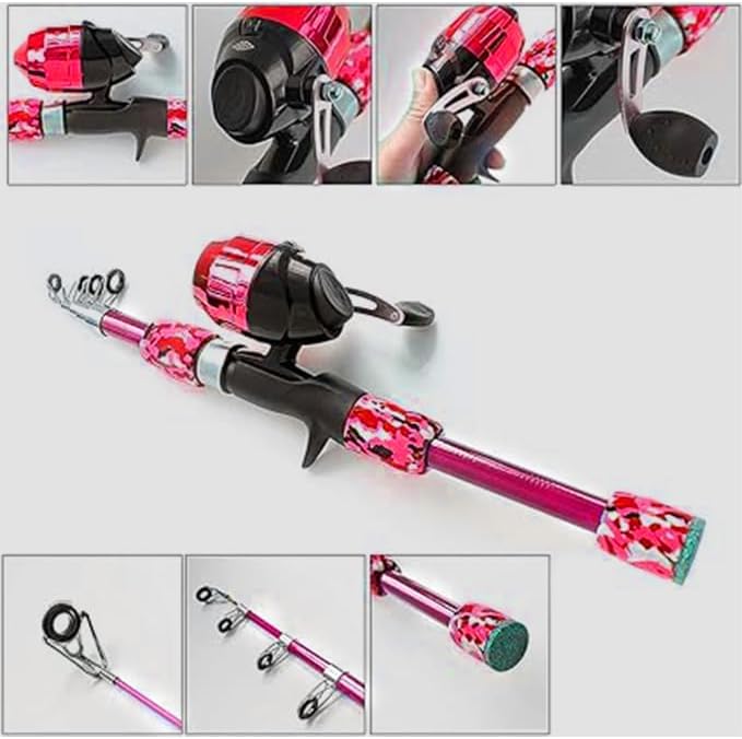 Kids Fishing Pole Spincast Youth Fishing Pole Tackle Box - with Net,Travel Bag,Rod and Reel Kit for Boys and Girls, Youth or Beginner’s