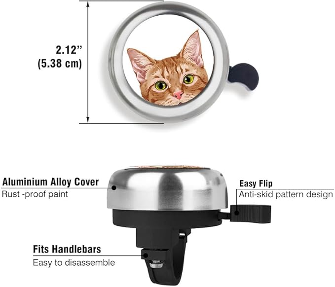 WIRESTER Silver Aluminum Round Bike Bell, Classic Ring Bicycle Bell, Bike Accessories Bell Ring for Adults Kids Girls Boys