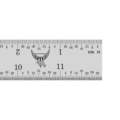 PEC Tools 12" 4R Stainless Steel Ruler(5 Pack), Machinist Metal Ruler Scale with Markings 1/8", 1/16", 1/32" & 1/64", 0.035" Thick X 1" Wide, Tempered Steel, Made in USA