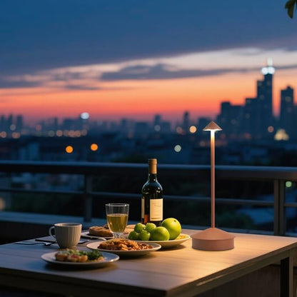 LED Cordless Table Lamps Set of 2, Portable Rechargeable 6000mAh Outdoor Camping Table Lamp,3 Color Stepless Dimming Battery Powered Lamp, Table Light for Dinner/Patio/Restaurant/Bedroom (Brown)