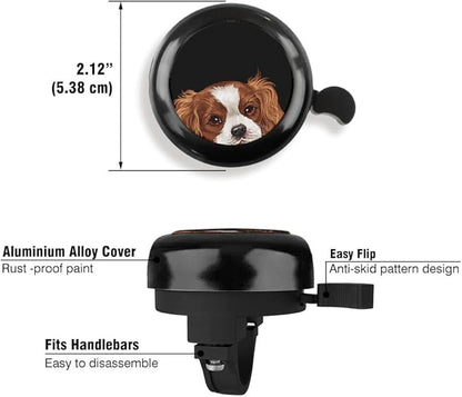 WIRESTER Black Aluminum Round Bike Bell, Classic Ring Bicycle Bell, Bike Accessories Bell Ring for Adults Kids Girls Boys - Dog Cat Animal Cute Records
