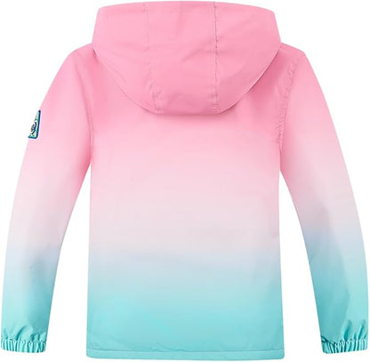 MGEOY Boys Girls Rain Jackets Lightweight Waterproof Hooded Raincoats Windbreakers for Kids 4-14Y