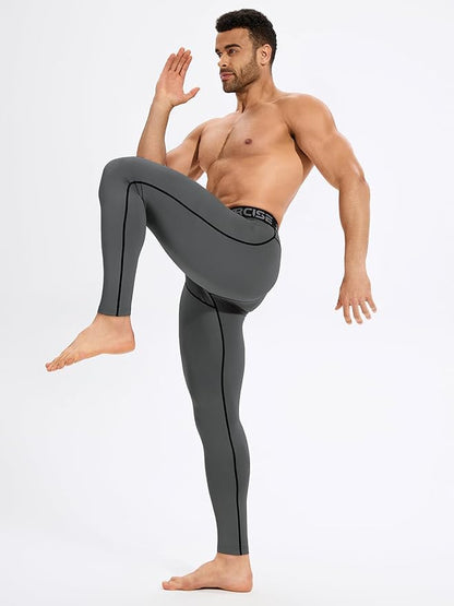 4 Pack Thermal Underwear Long Johns Fleece Base Layer Bottoms Thermal Leggings for Men Compression Pants
