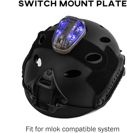 Tactical Helmet IR Strobe Light, Identification Light with Optional 4 Modes, Survival Signal for Outdoor Sports (Brown Base-Blue)