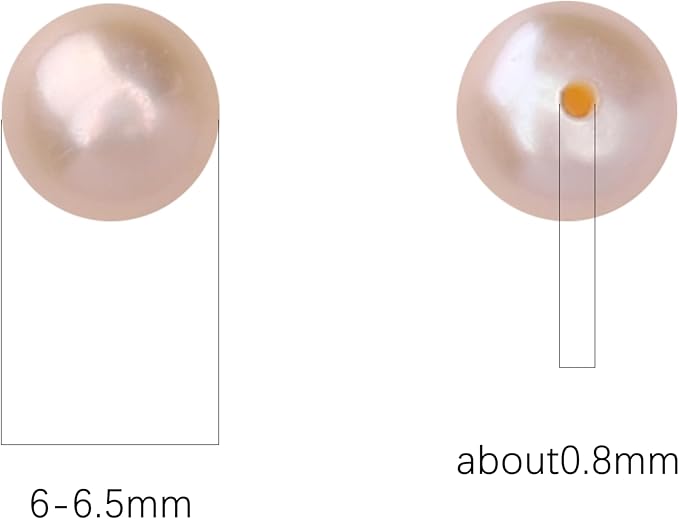 Natural Half Drilled Pearl Beads Pink 6-6.5mm 12pcs AAA Freshwater Cultured Loose Gemstone Beads for DIY Stud Earring Jewelry Making