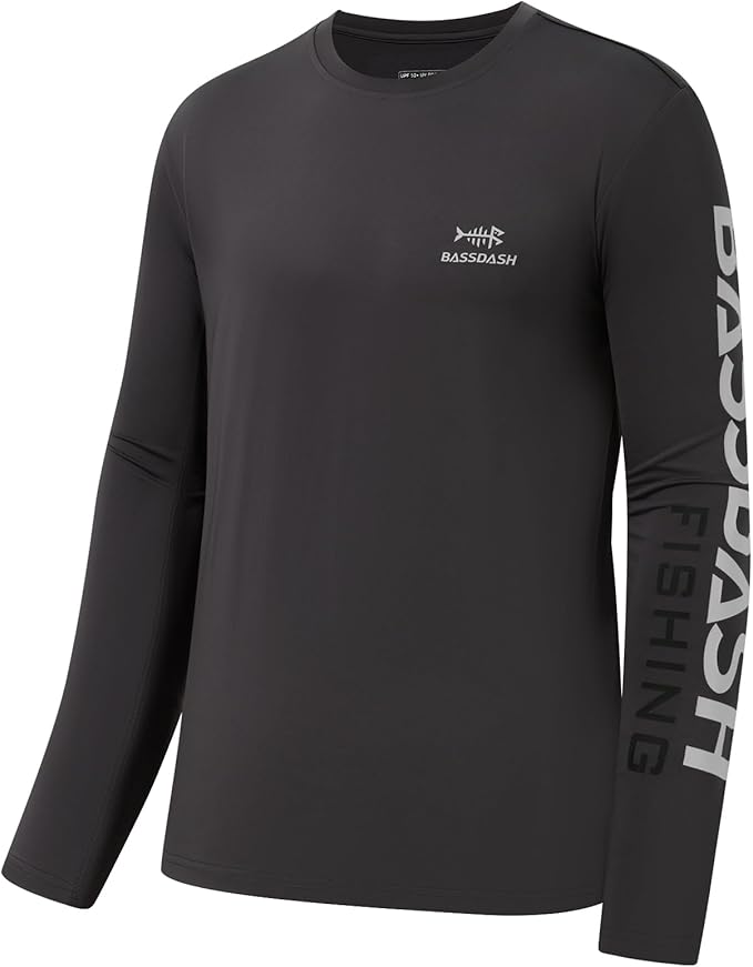 BASSDASH Fishing T Shirts for Men UV Sun Protection UPF 50+ Long Sleeve Tee T-Shirt