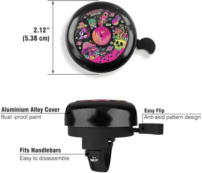 WIRESTER Black Aluminum Round Bike Bell, Classic Ring Bicycle Bell, Bike Accessories Bell Ring for Adults Kids Girls Boys - Dog Cat Animal Cute Records