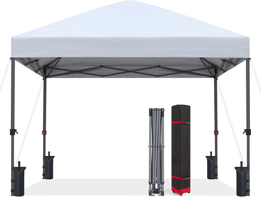 ABCCANOPY 10x10 Pop Up Canopy - Outdoor Patio Portable Canopy Tent Gazebo Heavy Duty for Backyard and Deck with 4 Sandbags and 8 Stakes(White, 10x10)
