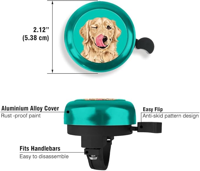 WIRESTER Green Aluminum Round Bike Bell, Classic Ring Bicycle Bell, Bike Accessories Bell Ring for Adults Kids Girls Boys