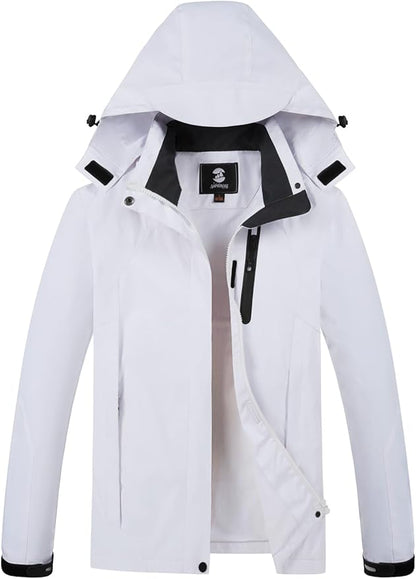 Womens Waterproof Rain jacket Lightweight Active Outdoor Raincoat with Removable Hood