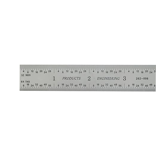 PEC Tools 6" x 150mm Machinist Metal Ruler, 1/25" Thick X 3/4" Wide, Satin Chrome Finish Tempered Stainless Steel Ruler, Measurement Accuracy 1/32",1/64", 0.5mm, 1mm, Made in USA