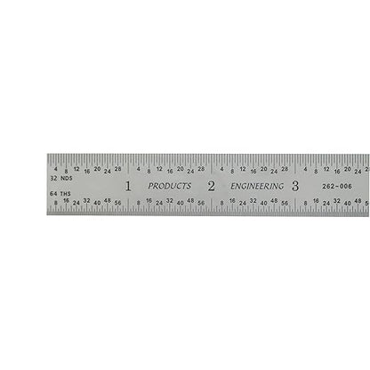 PEC Tools 6" x 150mm Machinist Metal Ruler, 1/25" Thick X 3/4" Wide, Satin Chrome Finish Tempered Stainless Steel Ruler, Measurement Accuracy 1/32",1/64", 0.5mm, 1mm, Made in USA