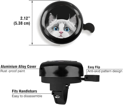 WIRESTER Black Aluminum Round Bike Bell, Classic Ring Bicycle Bell, Bike Accessories Bell Ring for Adults Kids Girls Boys - Dog Cat Animal Cute Records