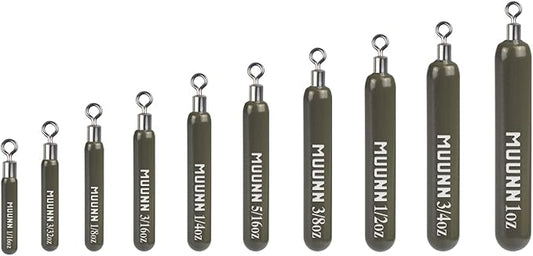 10 Pack Tungsten Free Rig Skinny Drop Shot Weights,Raindrop Free Rig Fishing Sinkers kit for Drop Shot Rig