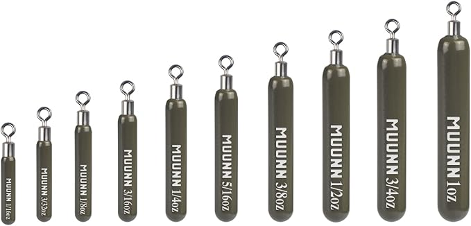 10 Pack Tungsten Free Rig Skinny Drop Shot Weights,Raindrop Free Rig Fishing Sinkers kit for Drop Shot Rig