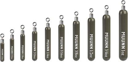 10 Pack Tungsten Free Rig Skinny Drop Shot Weights,Raindrop Free Rig Fishing Sinkers kit for Drop Shot Rig