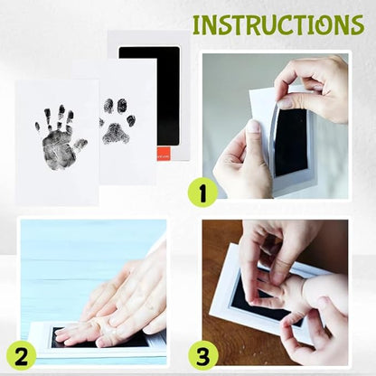 15-Set Inkless Memory Kit for Hand & Foot Prints, Pet Paw Impressions – Clean Touch Ink Pad with Keepsake Cards,Reusable Hand and Foot Print Pad,Newborn & Pet Gift (Black)