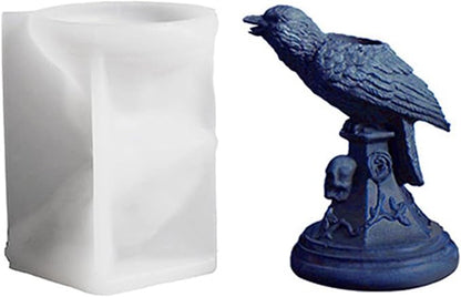 Gothic Candle Holder Silicone Molds, Crow Resin Molds for DIY Tealight Holders for Halloween Decor, Raven Dark Academia Home Accessories, Spooky Wall & Table Decorations