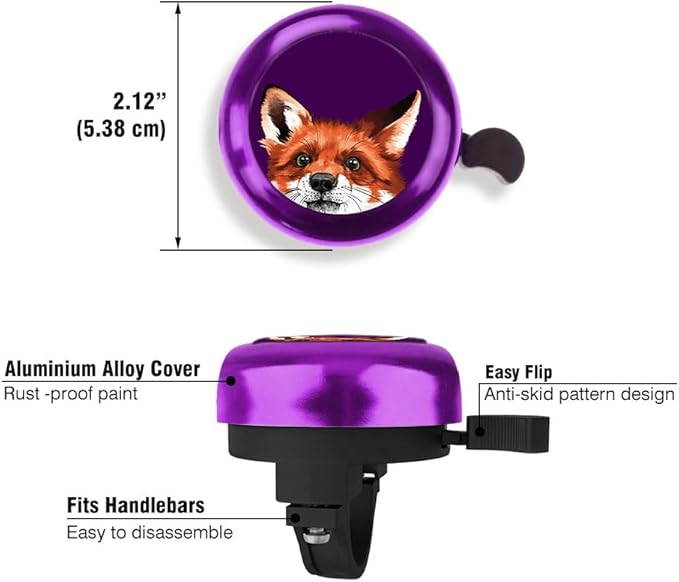 WIRESTER Purple Aluminum Round Bike Bell, Classic Ring Bicycle Bell, Bike Accessories Bell Ring for Adults Kids Girls Boys